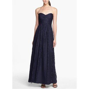 $370 AMSALE STRAPLESS SWEETHEART LACE GOWN NAVY BLUE STRAPLESS 2